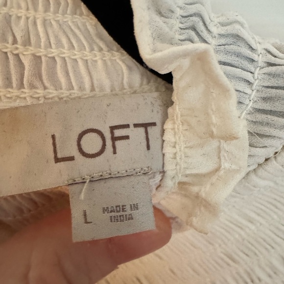 LOFT Cream Ruffled Blouse - Picture 2 of 2